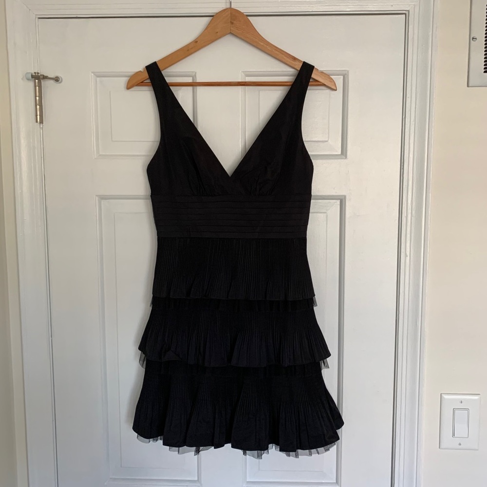 NWT BCBG accordion pleat, tiered skirt party dress